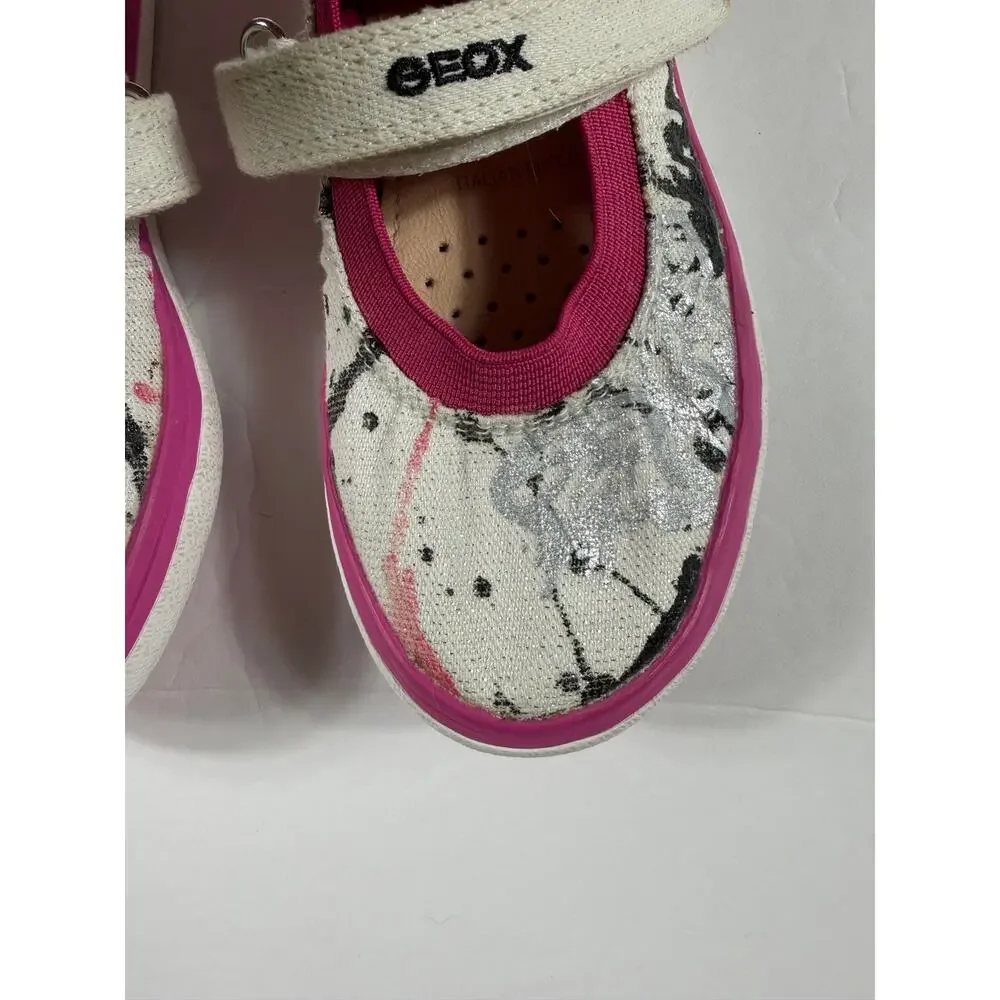 Geox Girls Glitter Mary Jane Shoes Pink White Size 10 (EU 27)